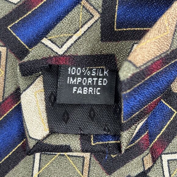 Chez Roffe Mens Silk Necktie Geometric Textured Preppy Wide Made USA Formal - Picture 4 of 6